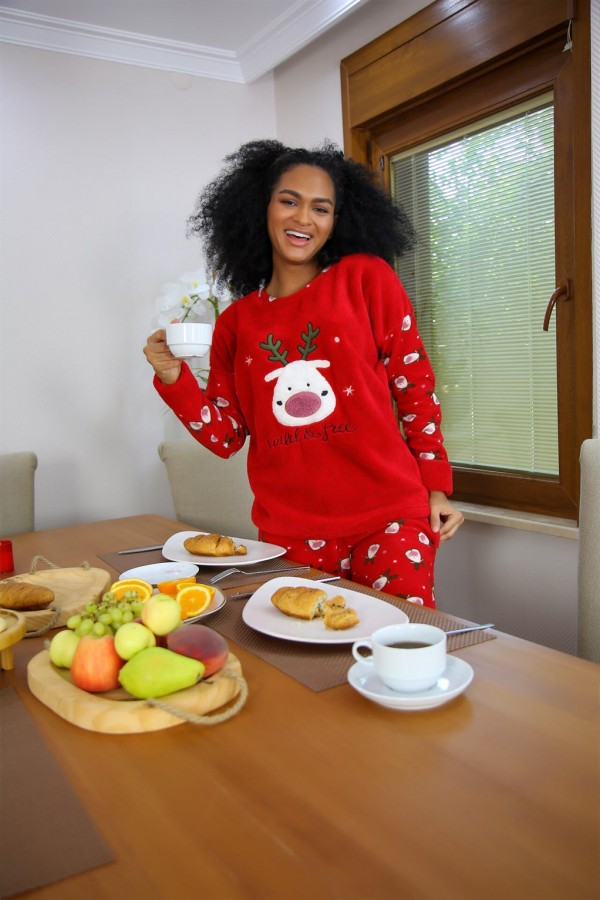 Moda Çizgi Welsoft Polar Kadın Pijama Takımı 8507