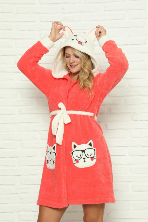 Moda Çizgi Welsoft Polar Kadın Sabahlık 9065
