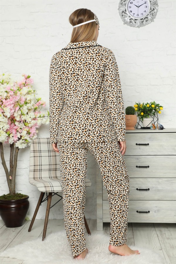 Moda Çizgi Welsoft Polar Önden Düğmeli Kadın Pijama Takımı 8081