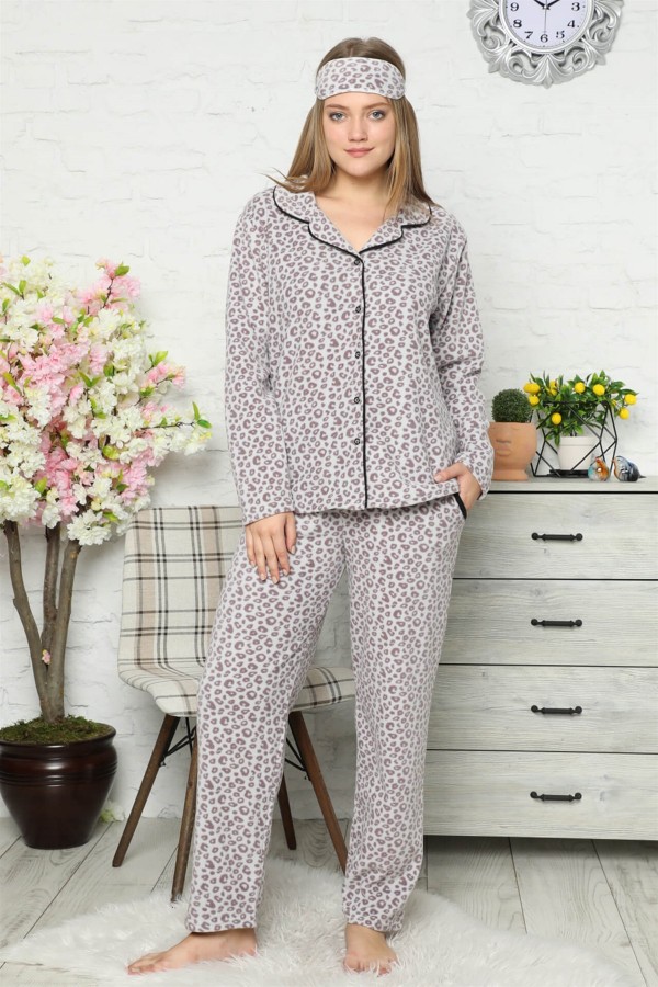 Moda Çizgi Polar Kadın Pijama Takımı