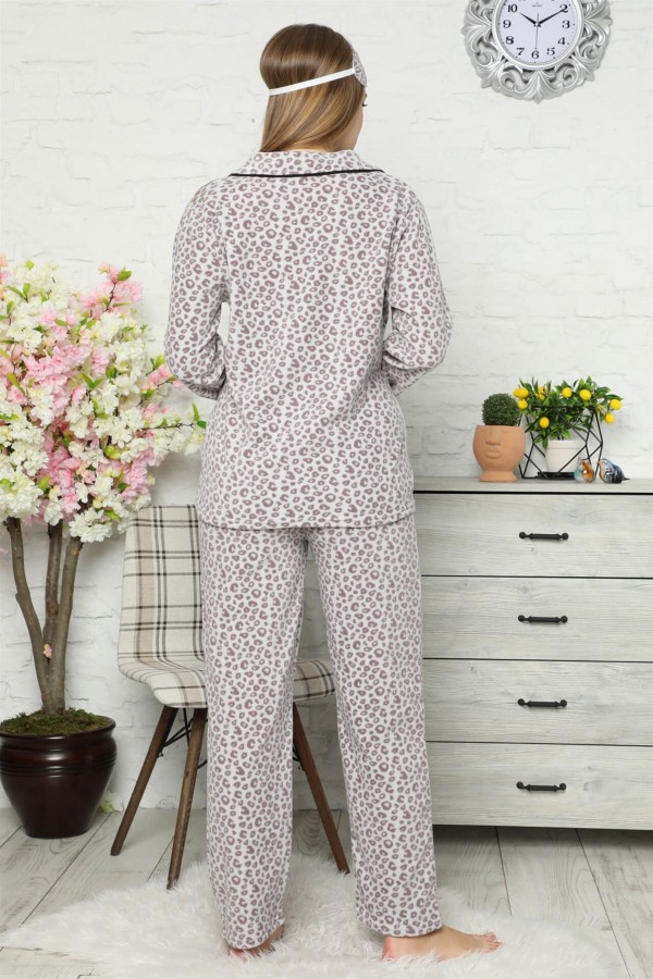 Moda Çizgi Polar Kadın Pijama Takımı