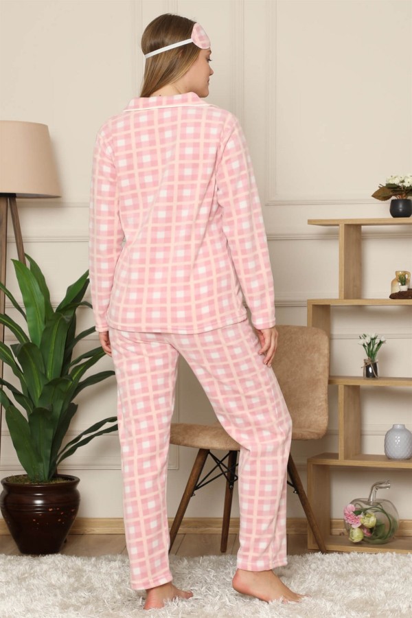 Moda Çizgi Polar Kadın Pijama Takımı
