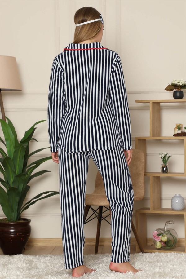 Moda Çizgi Polar Kadın Pijama Takımı