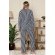 Moda Çizgi Polar Kadın Pijama Takımı