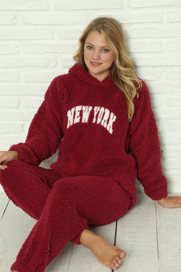 Moda Çizgi Welsoft Polar Peluş Kadın Pijama Takımı 9060