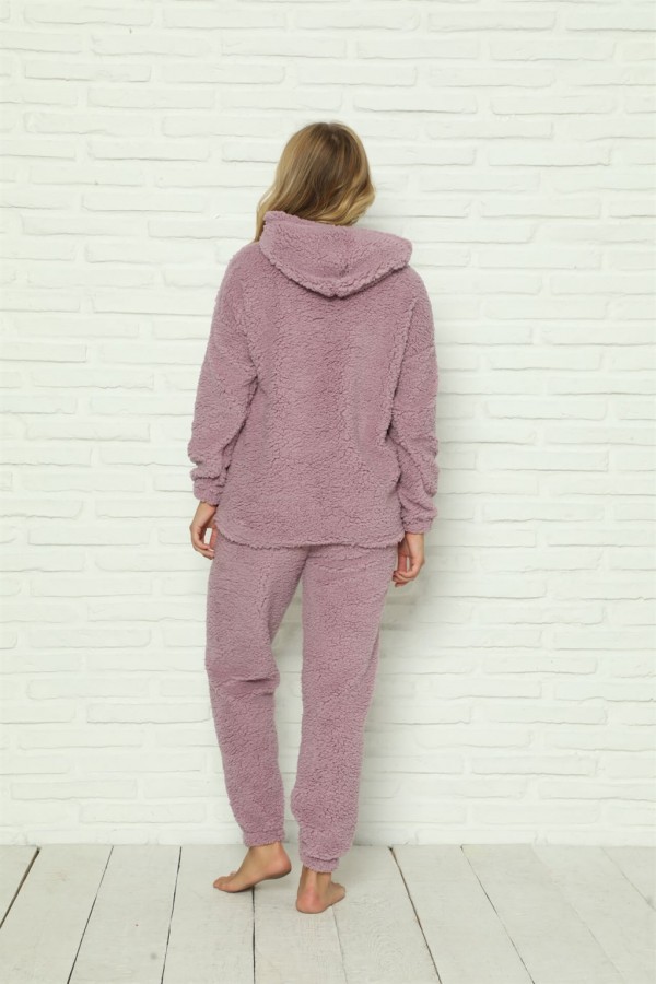 Moda Çizgi Welsoft Polar Peluş Kadın Pijama Takımı 9061