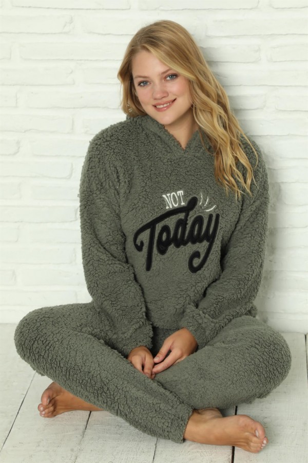 Moda Çizgi Welsoft Polar Peluş Kadın Pijama Takımı 9062