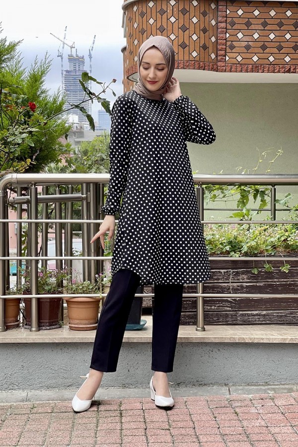 Moda Çizgi Desenli Tunik