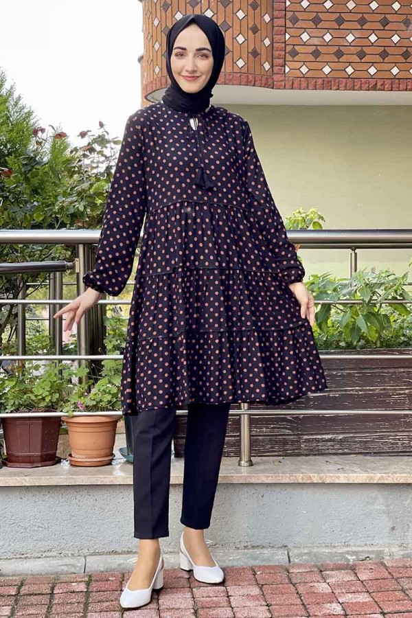 Moda Çizgi Desenli Tunik
