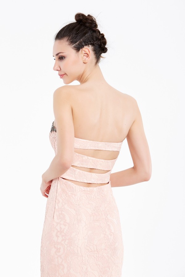 Pudra Uzun Abiye Elbise N48231
