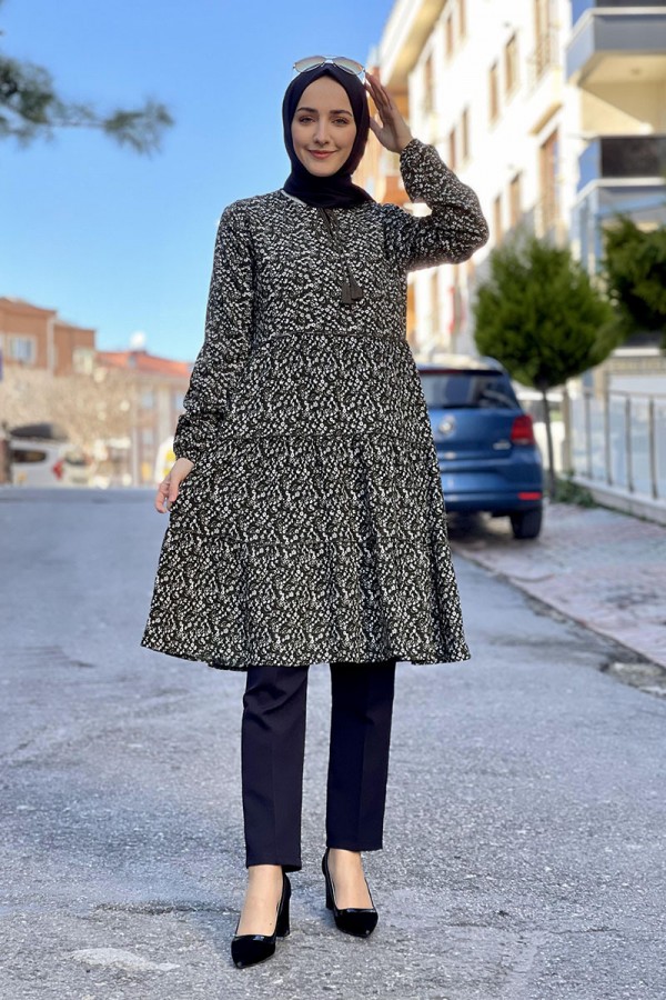 Moda Çizgi Desenli Tunik