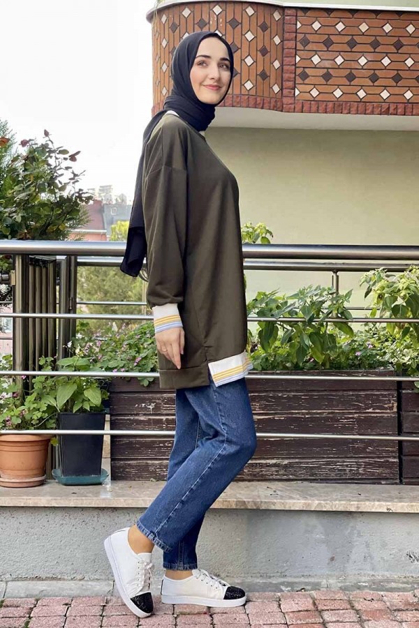 Moda Çizgi Desenli Tunik
