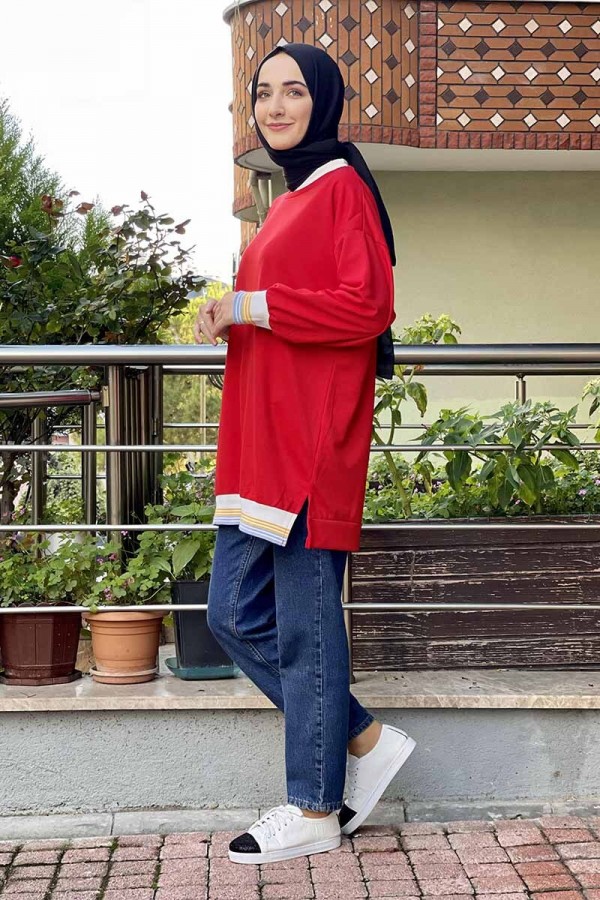 Moda Çizgi Desenli Tunik