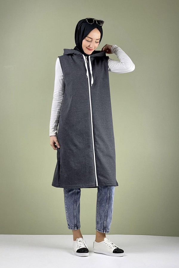 Moda Çizgi Yakalı Yelek
