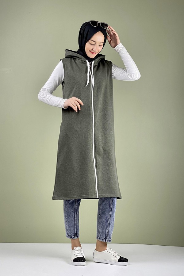 Moda Çizgi Yakalı Yelek