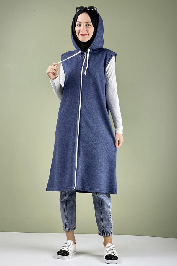 Moda Çizgi Yakalı Yelek