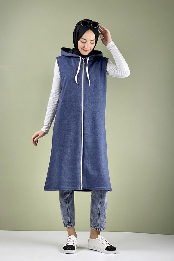 Moda Çizgi Yakalı Yelek