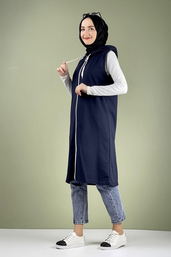 Moda Çizgi Yakalı Yelek