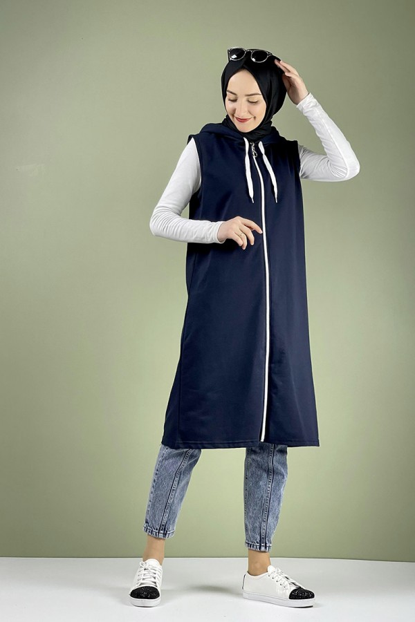Moda Çizgi Yakalı Yelek
