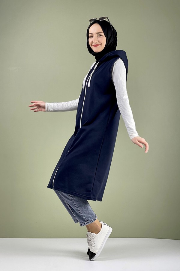 Moda Çizgi Yakalı Yelek