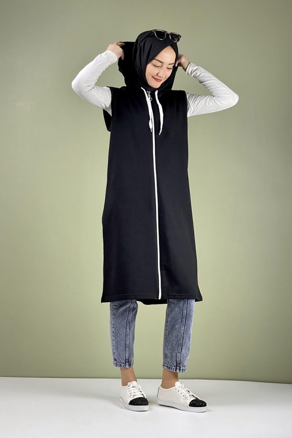 Moda Çizgi Yakalı Yelek