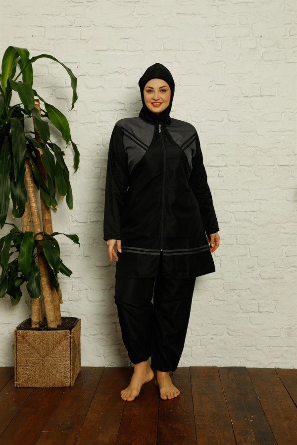 Moda çizgi Tam Tesettür Büyük Beden Mayo 32004