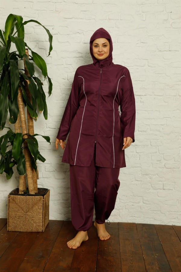 Moda çizgi Tam Tesettür Büyük Beden Mayo 32009