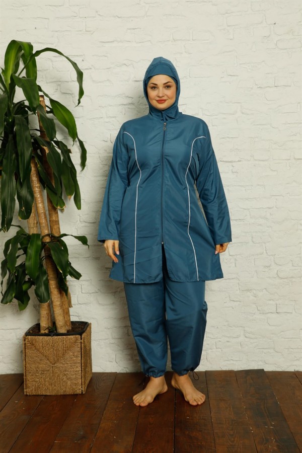 Moda çizgi Tam Tesettür Büyük Beden Mayo 32012