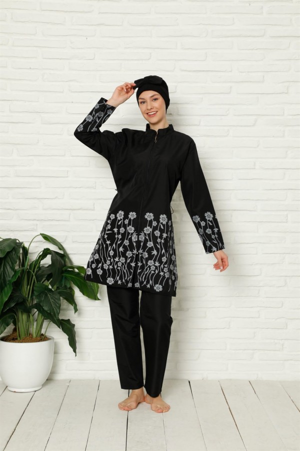 Moda Çizgi Tam Tesettür Çiçek Baskılı Mayo 31027
