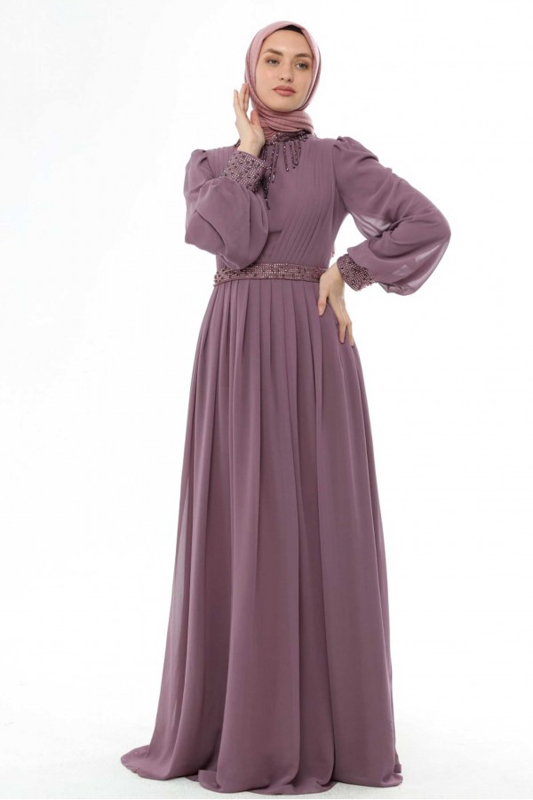 Taş Detaylı Tesettür Abiye MC1912