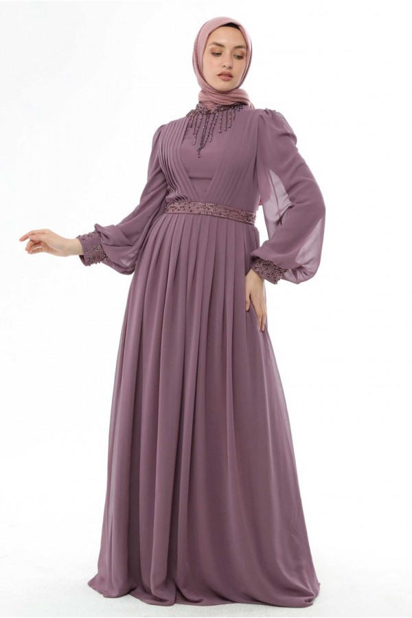 Taş Detaylı Tesettür Abiye MC1912