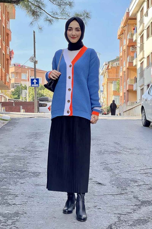 Moda Çizgi Triko Hırka