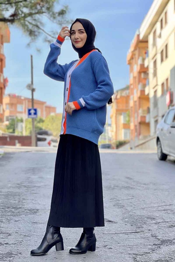 Moda Çizgi Triko Hırka