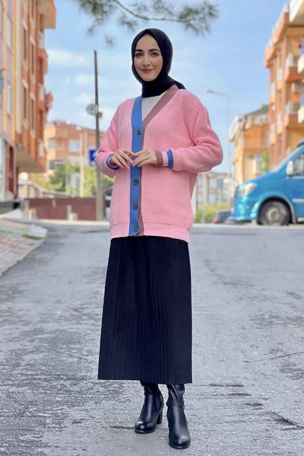 Moda Çizgi Triko Hırka