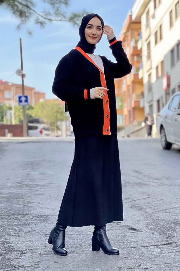 Moda Çizgi Triko Hırka
