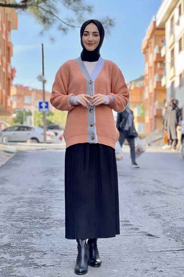 Moda Çizgi Triko Hırka