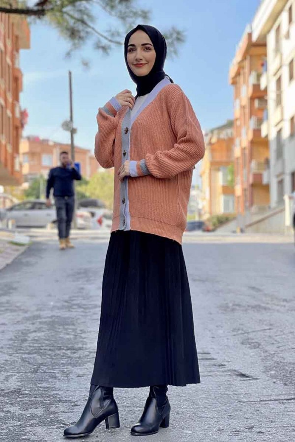 Moda Çizgi Triko Hırka