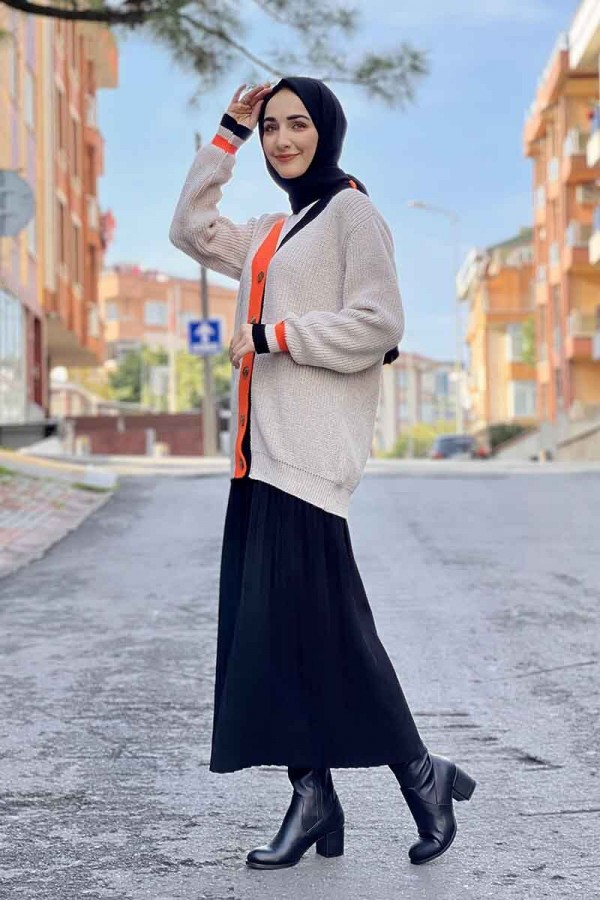 Moda Çizgi Triko Hırka