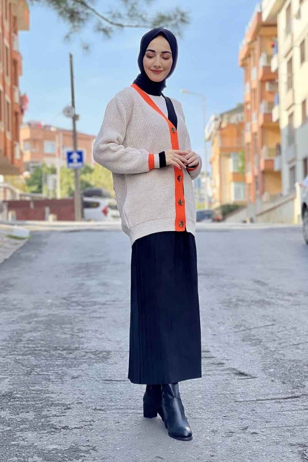 Moda Çizgi Triko Hırka