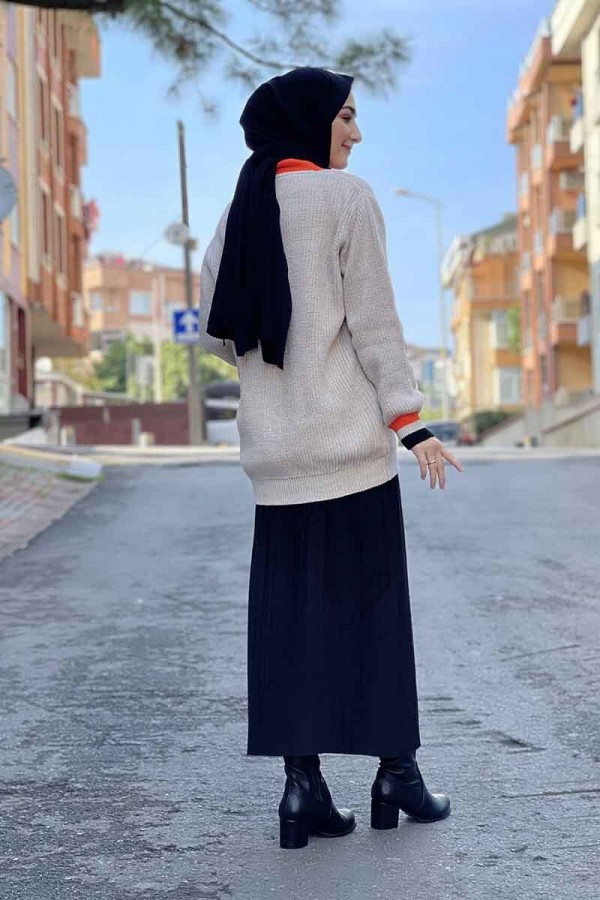 Moda Çizgi Triko Hırka