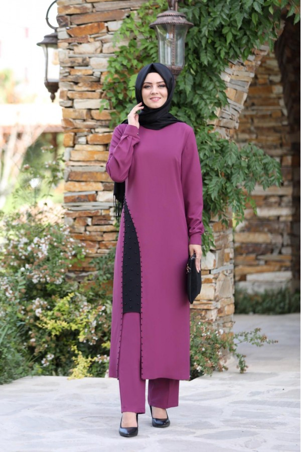 Yırtmaç Detaylı Takım mdc 1133 Mürdüm
