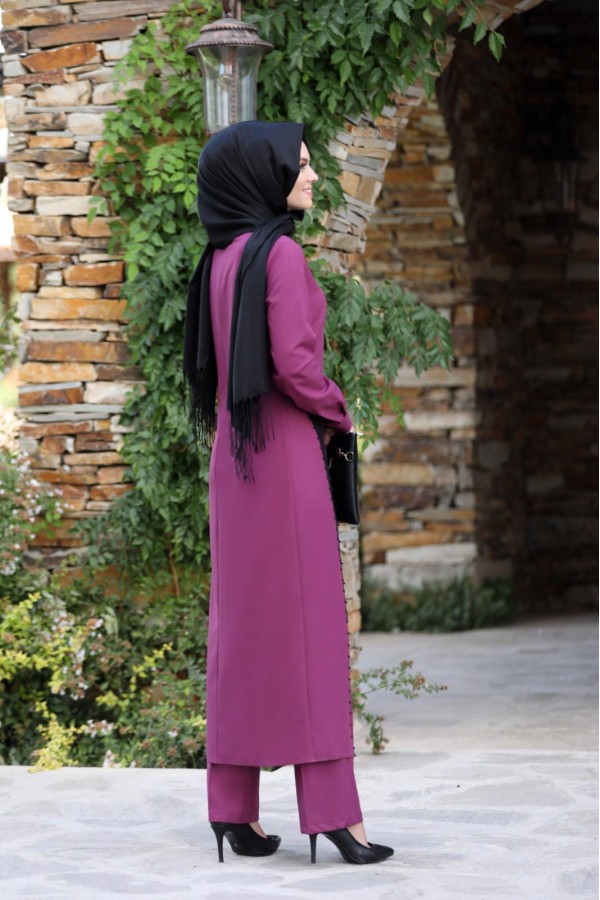 Yırtmaç Detaylı Takım mdc 1133 Mürdüm