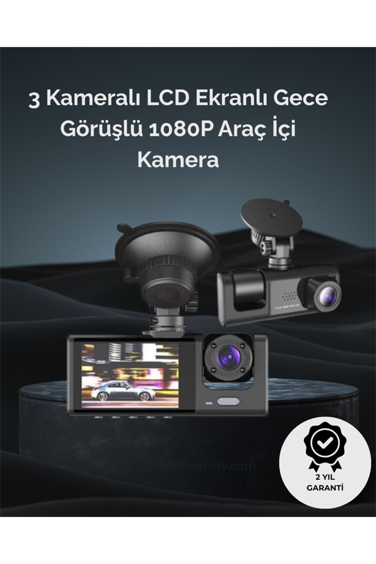 1. 3 Kameralı Full HD Araç Kamerası – Ön, İç ve Arka Görüş ile %100 Kapsama