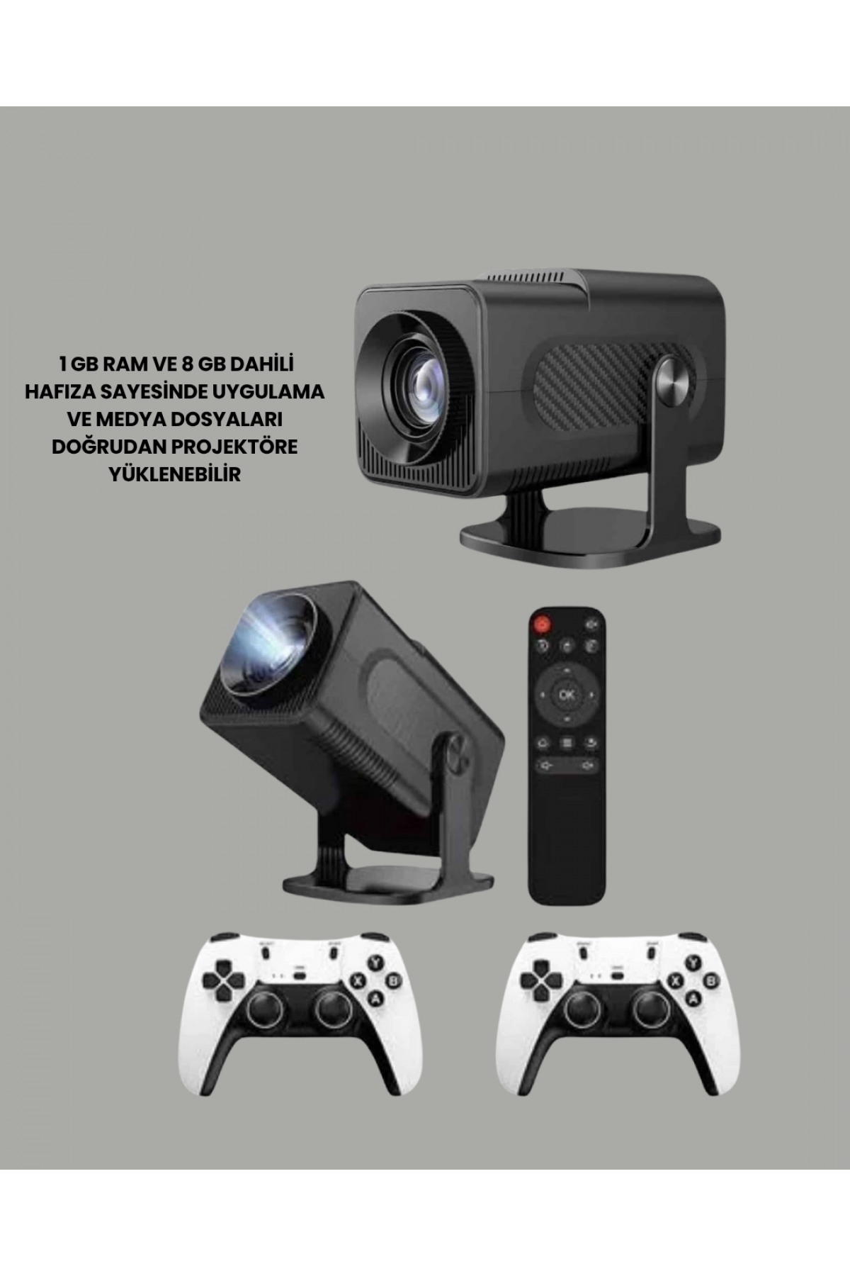 1.5 KG Ağırlığında, 4500 Retro Oyunlu Multimedya Projektör