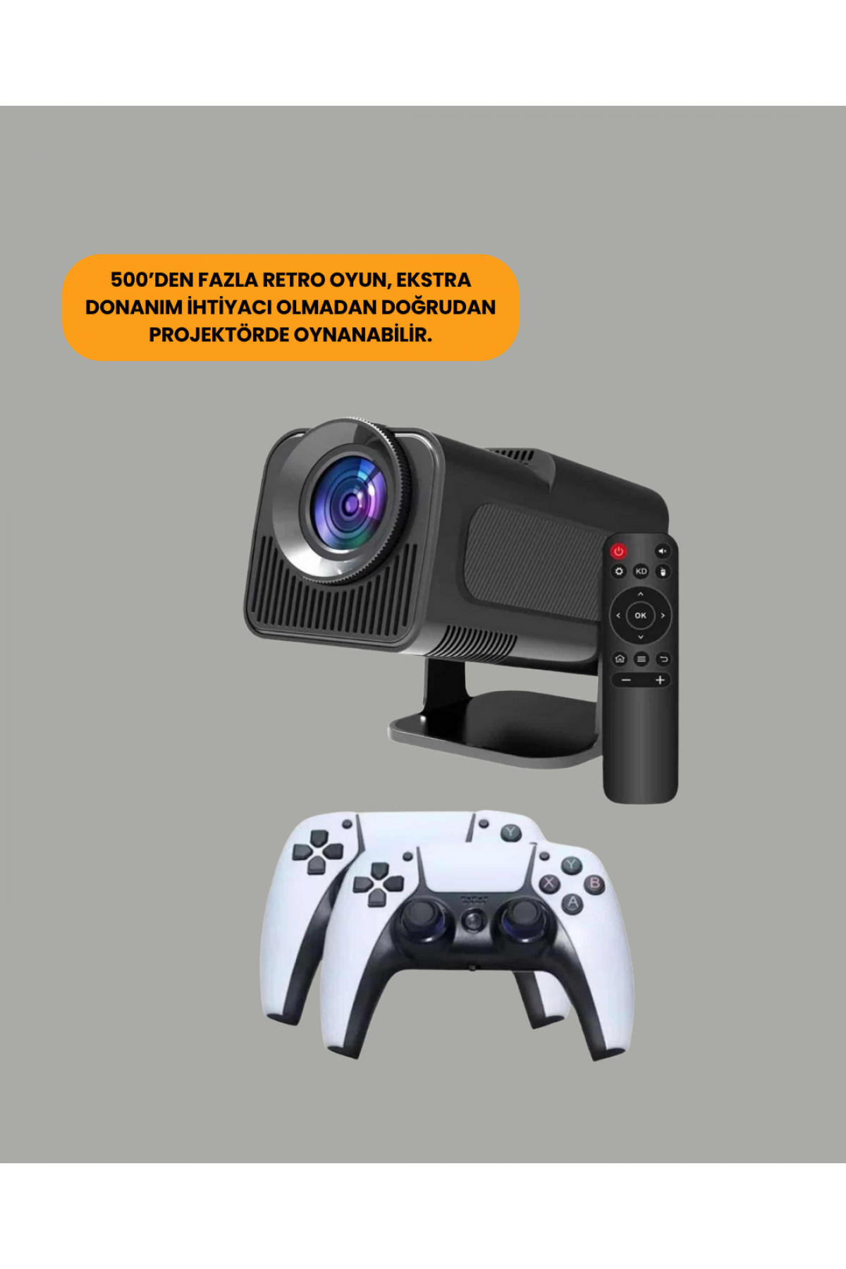 1.5 KG Ağırlığında, 4500 Retro Oyunlu Multimedya Projektör