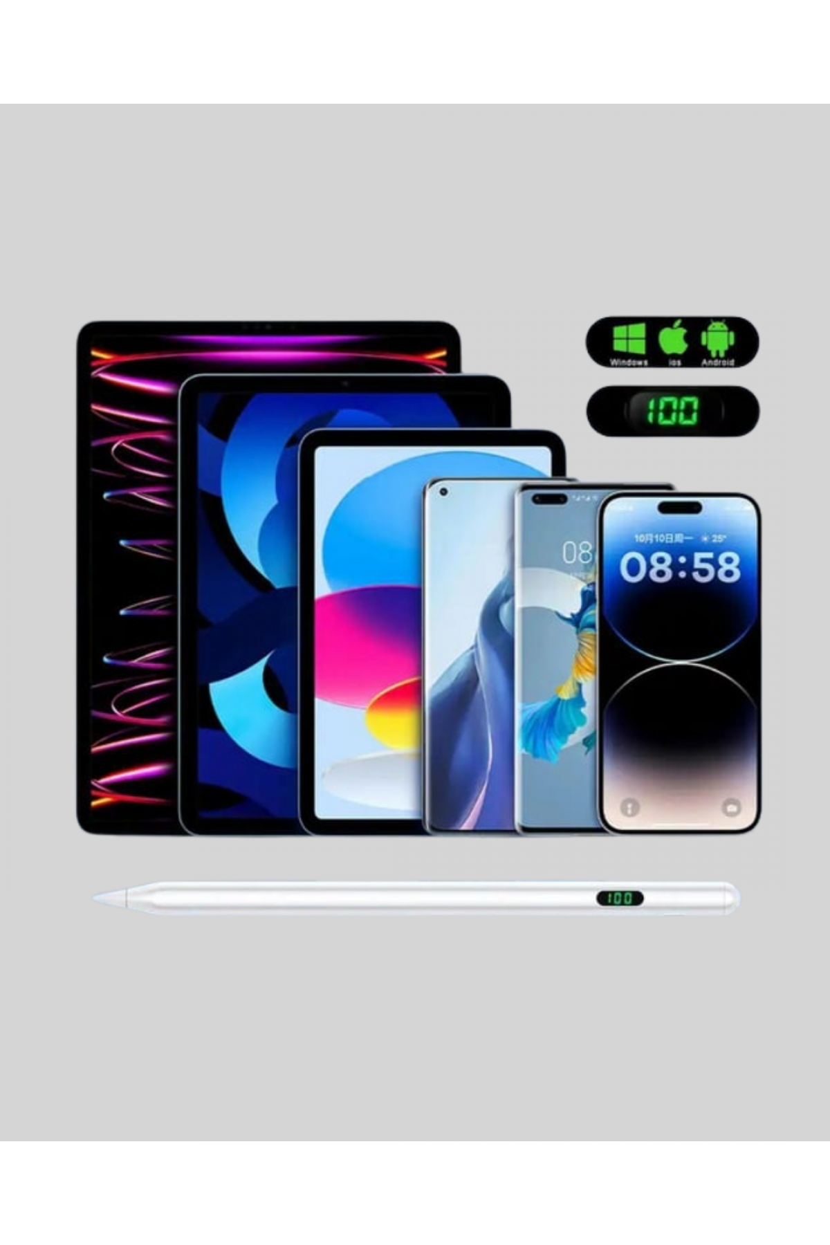 1.5mm Hassas Uçlu iPad Kalemi Şarjlı Type-C Ultra Hassas Stylus Pen