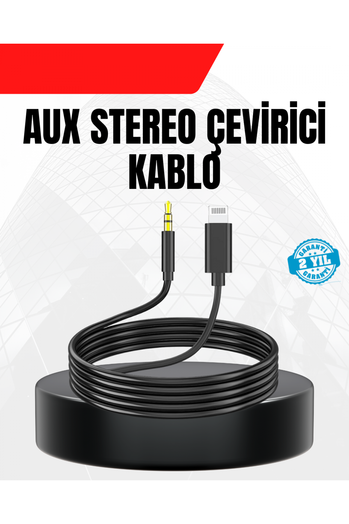 1 Metre Lightning to Aux Çevirici Kablo Stereo Ses Yüksek Kalite