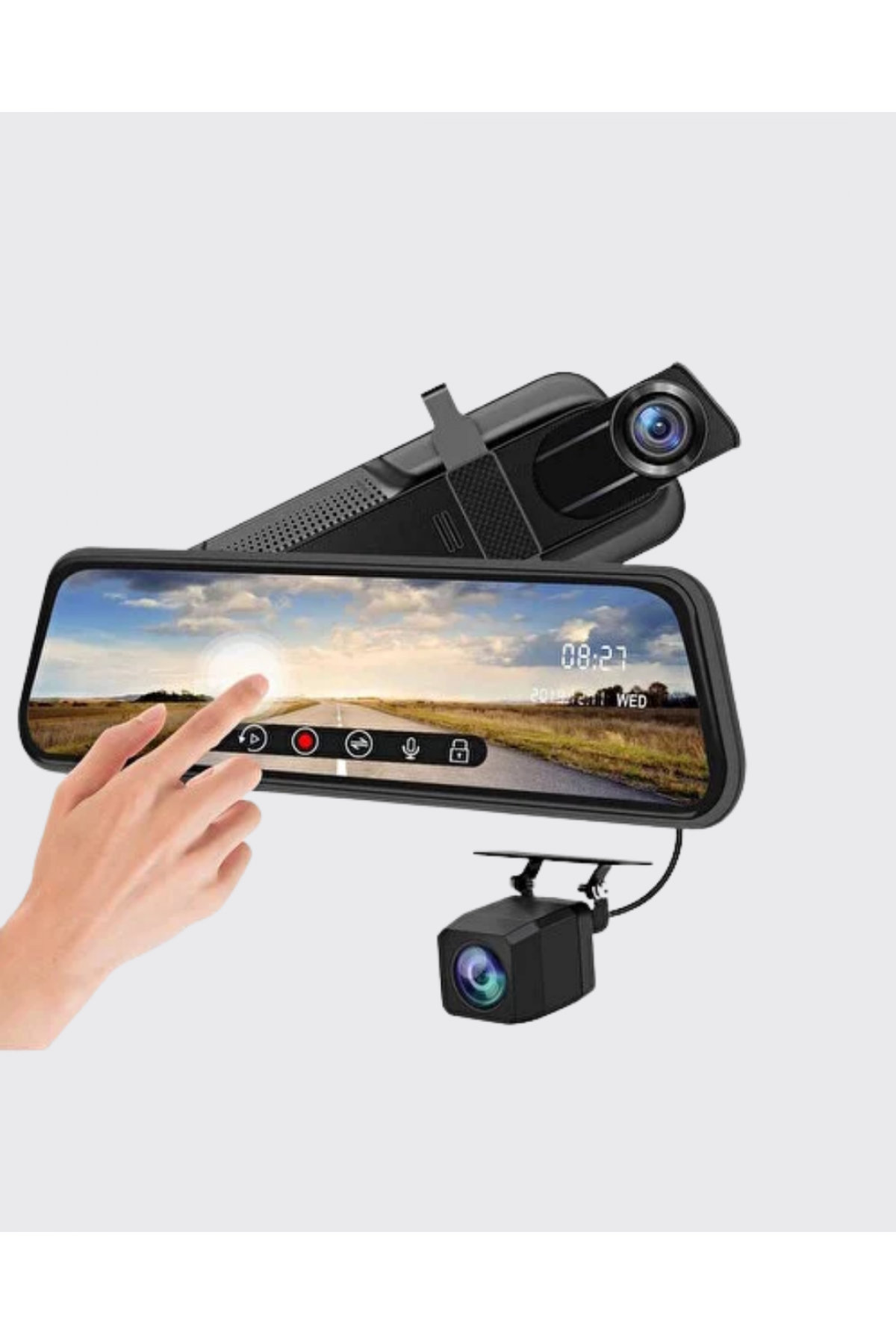 10 İnç Tam Dokunmatik Dikiz Aynası Kamera Ön Arka Full HD