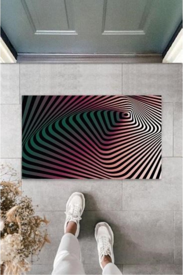 Dijital D Spiral Siyah-Pembe Kapı Paspası Dış Mekan Paspas K-3170