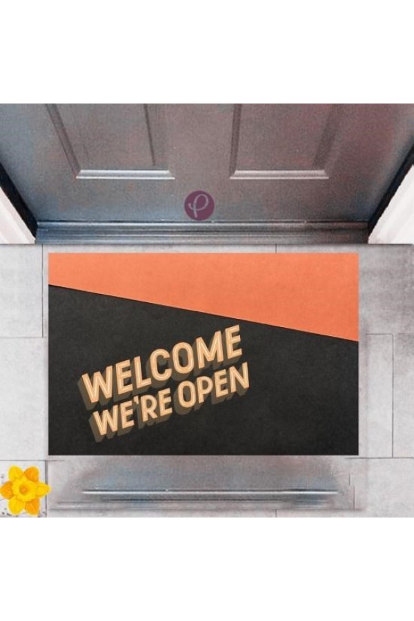 Kapı Önü Paspası Dekoratif Dijital Baskı Welcome We're Open P-2337